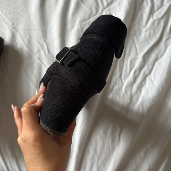 Call It Spring Black Suede Wedge Booties | Ankle Lace-Up Buckle Detail Size 6 - Picture 6 of 7